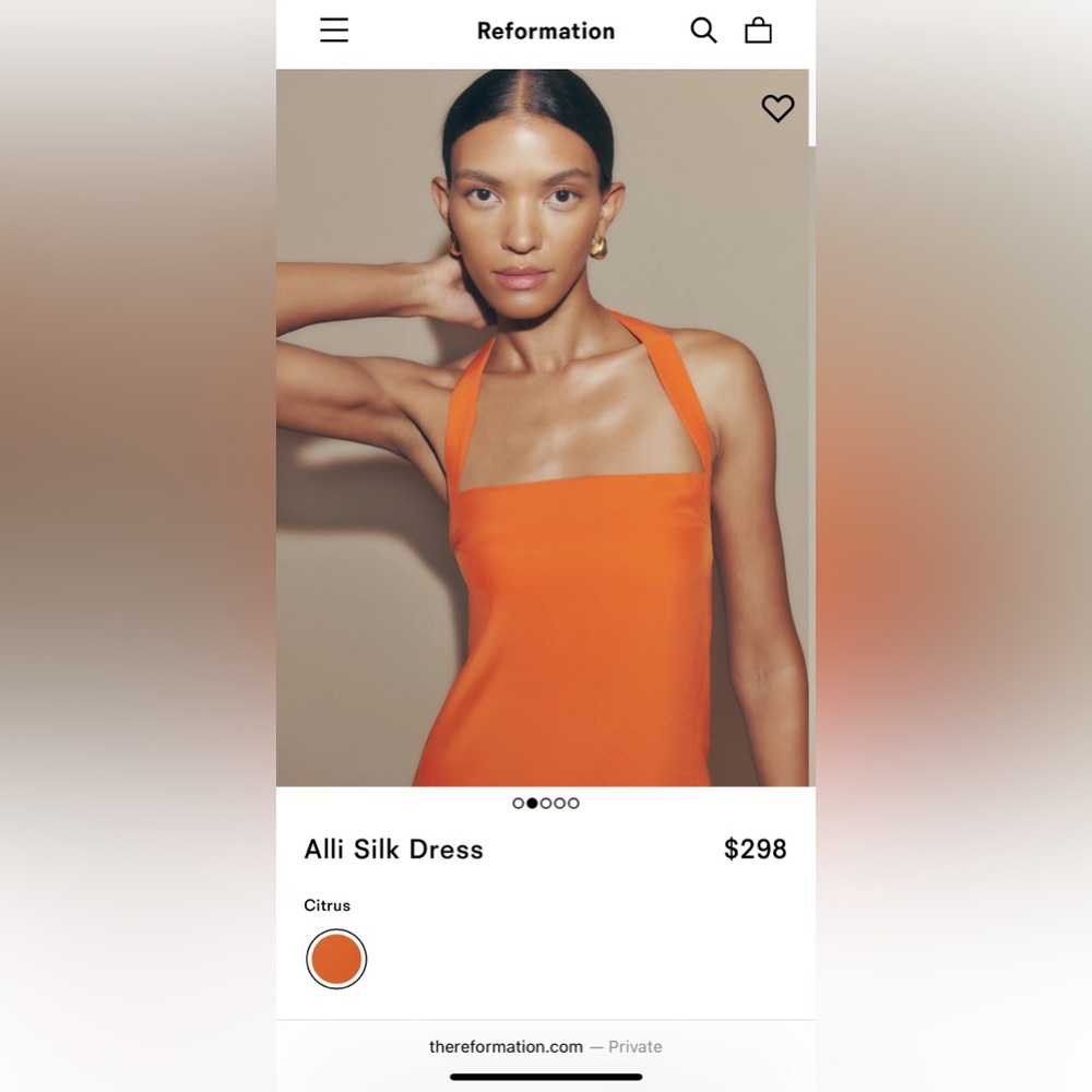 Reformation Orange Silk Dress